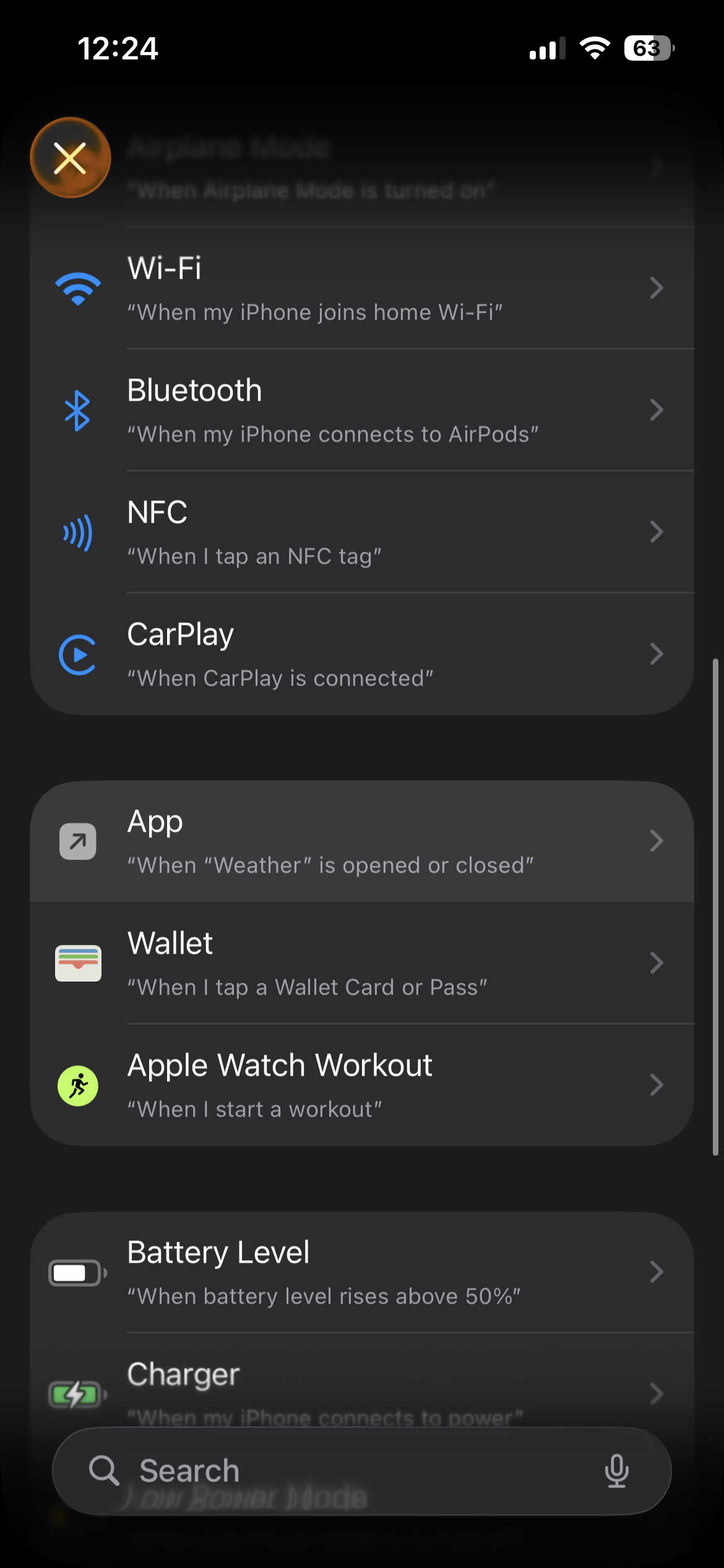 When App Opens option